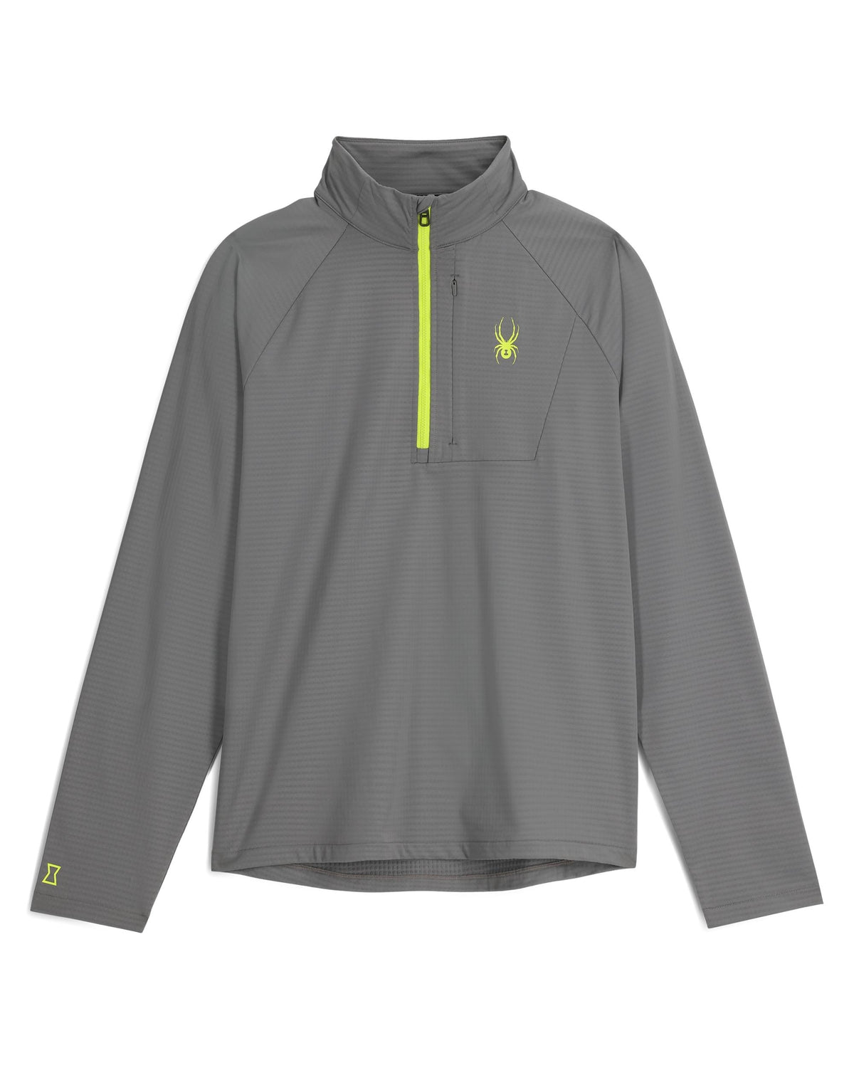 Gray long-sleeve shirt with a logo on a white background
