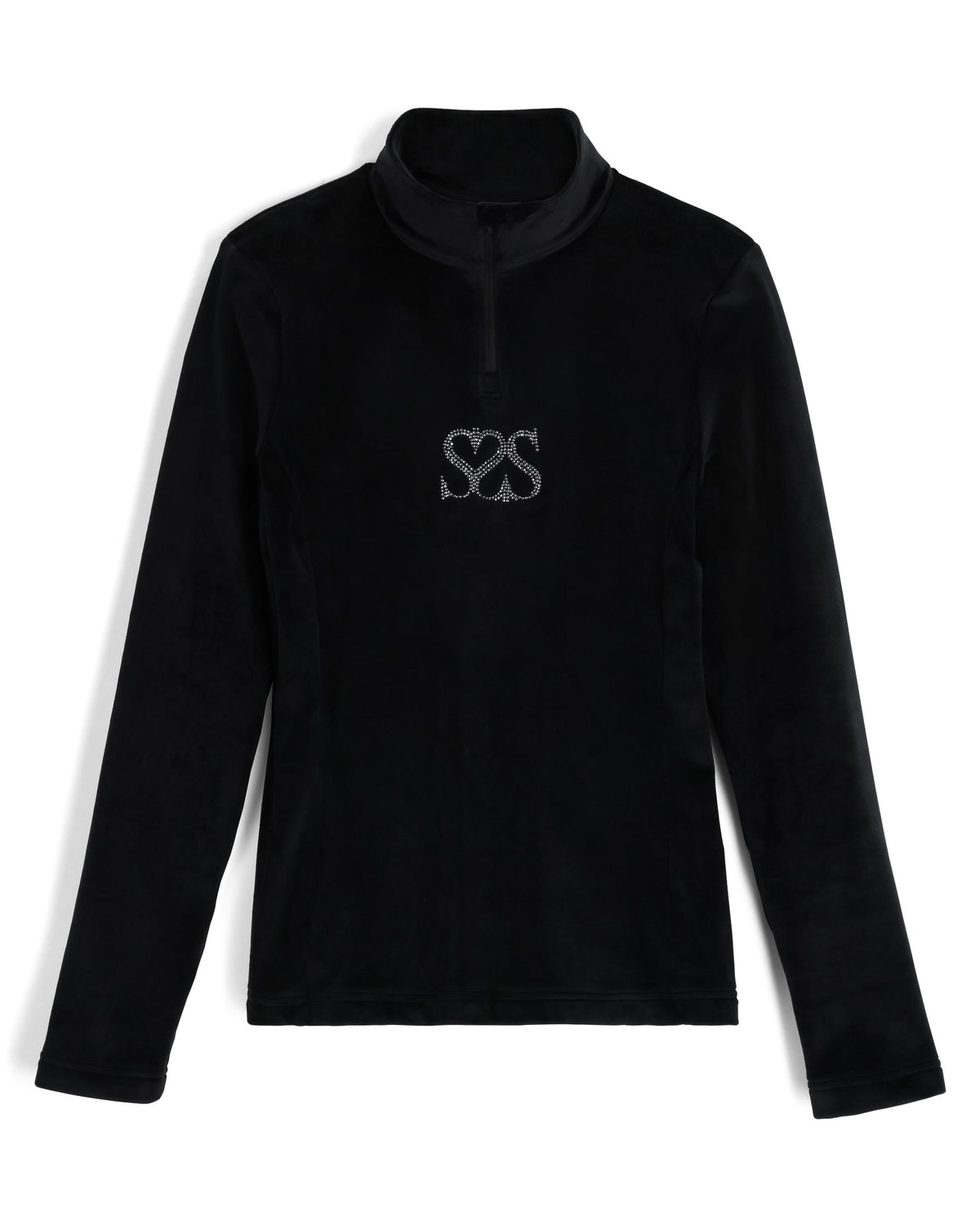 Black long-sleeve shirt with a logo on a white background