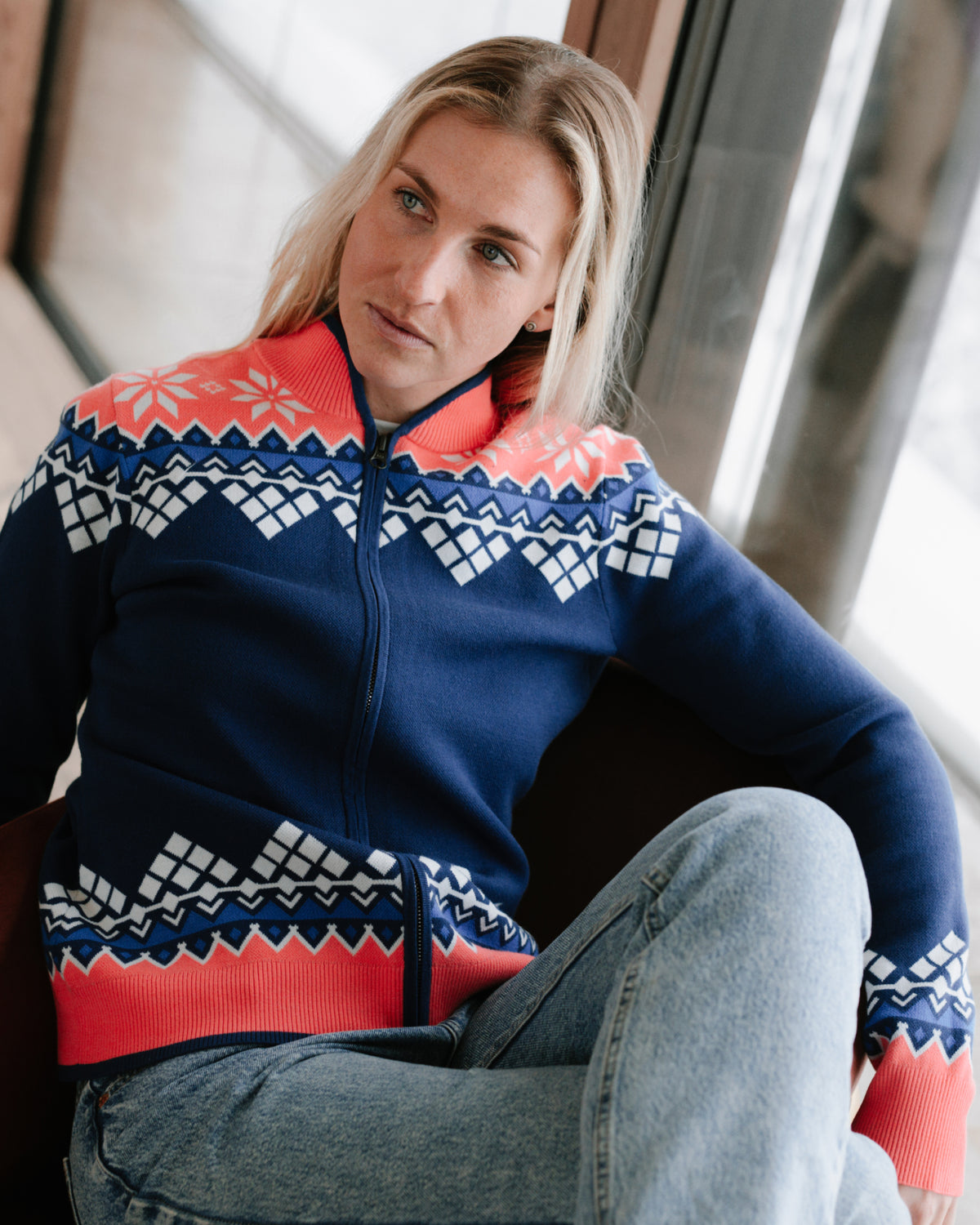 Women's Spritz Ski Sweater Jacket - Indigo