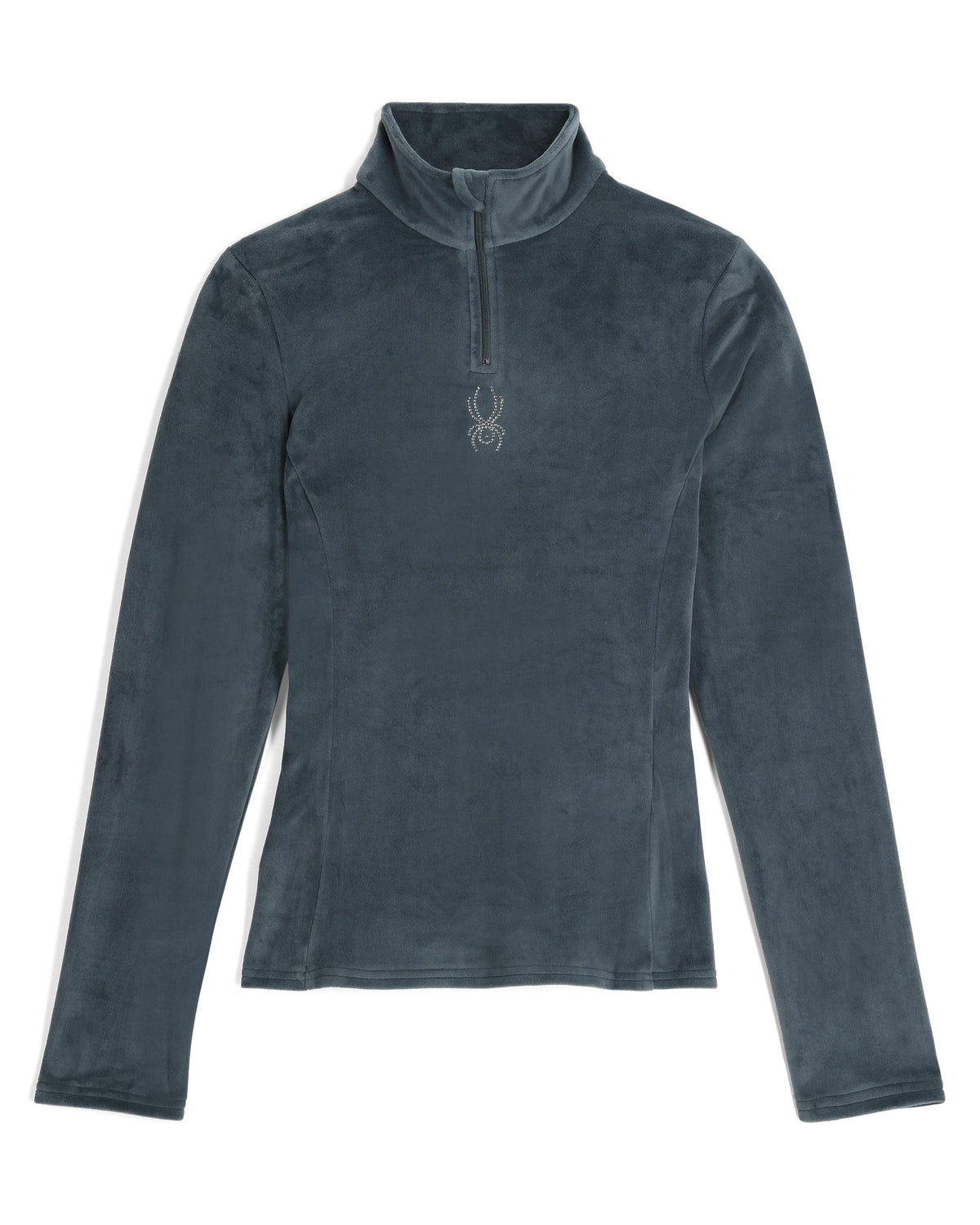 Dark gray long-sleeve shirt with a zipper on a white background