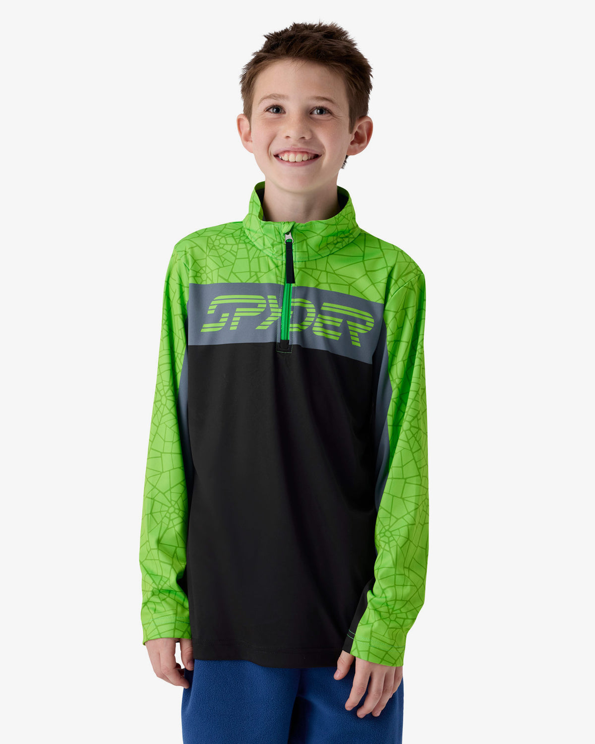 Boys' Jacobs 1/2 Zip - Strobe Green Webs