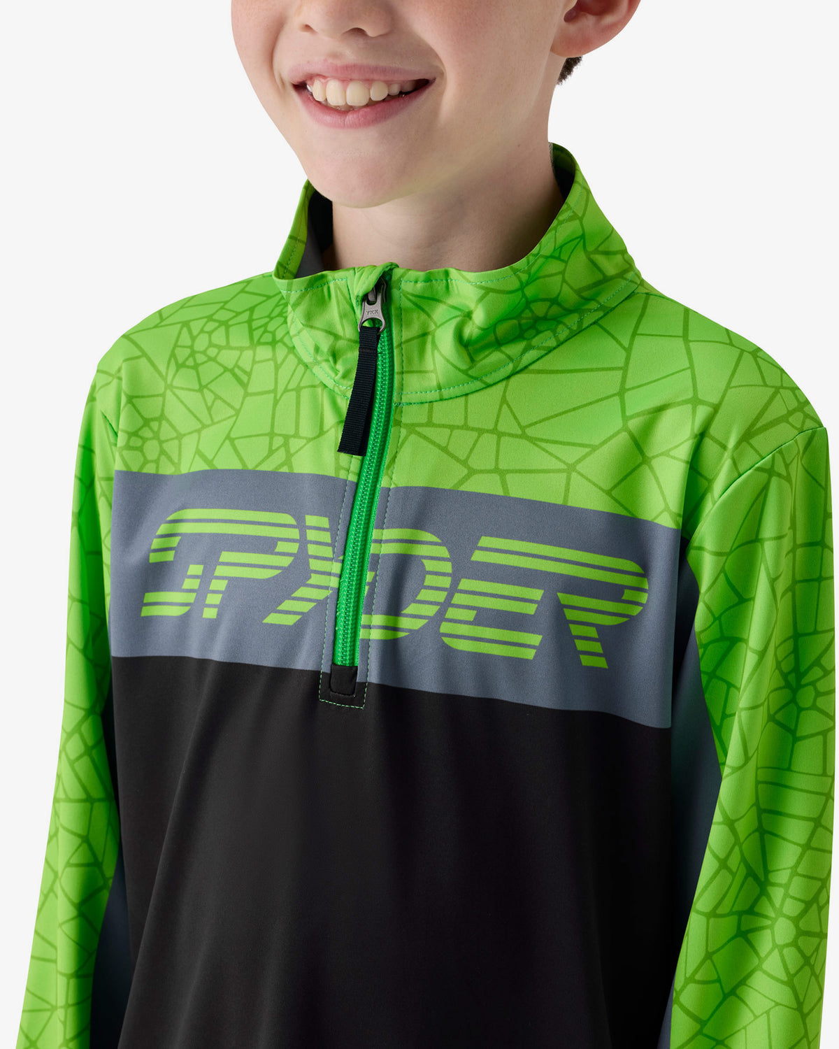 Boys' Jacobs 1/2 Zip - Strobe Green Webs