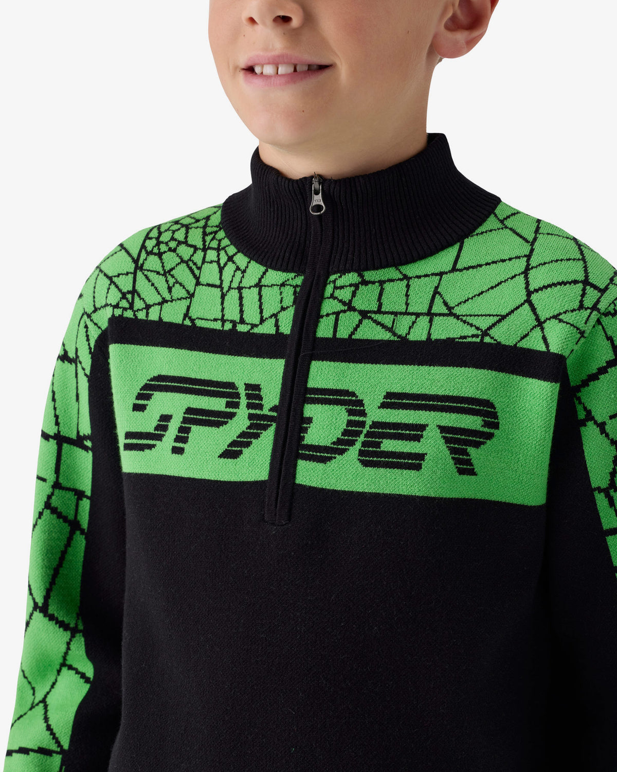 Boys' Blizzard Ski Sweater - Strobe Green Webs