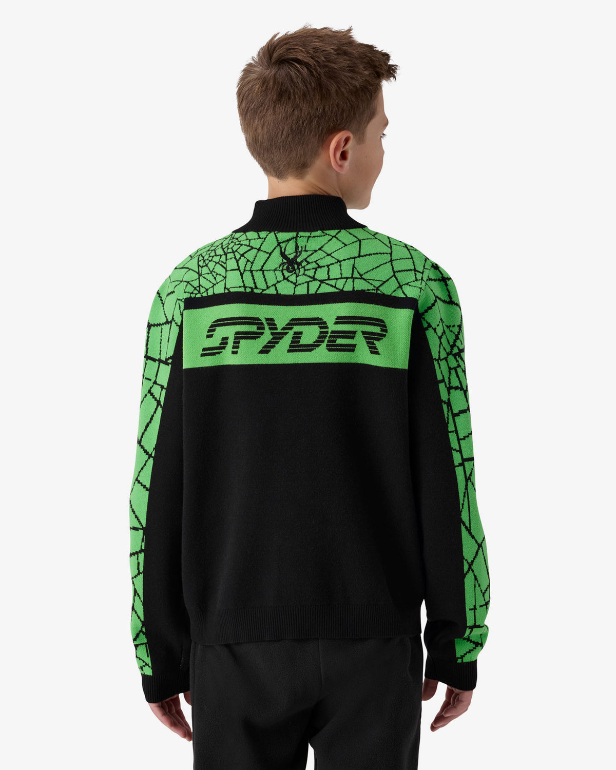 Boys' Blizzard Ski Sweater - Strobe Green Webs