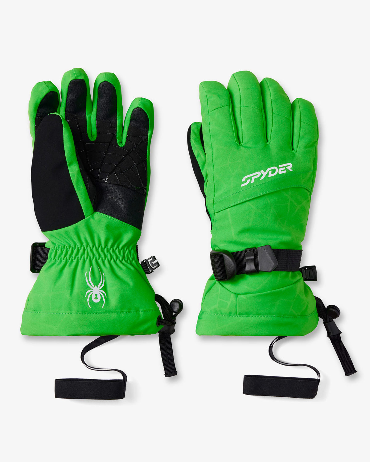 Boys' Youth Overweb Ski Gloves - Strobe Green Webs