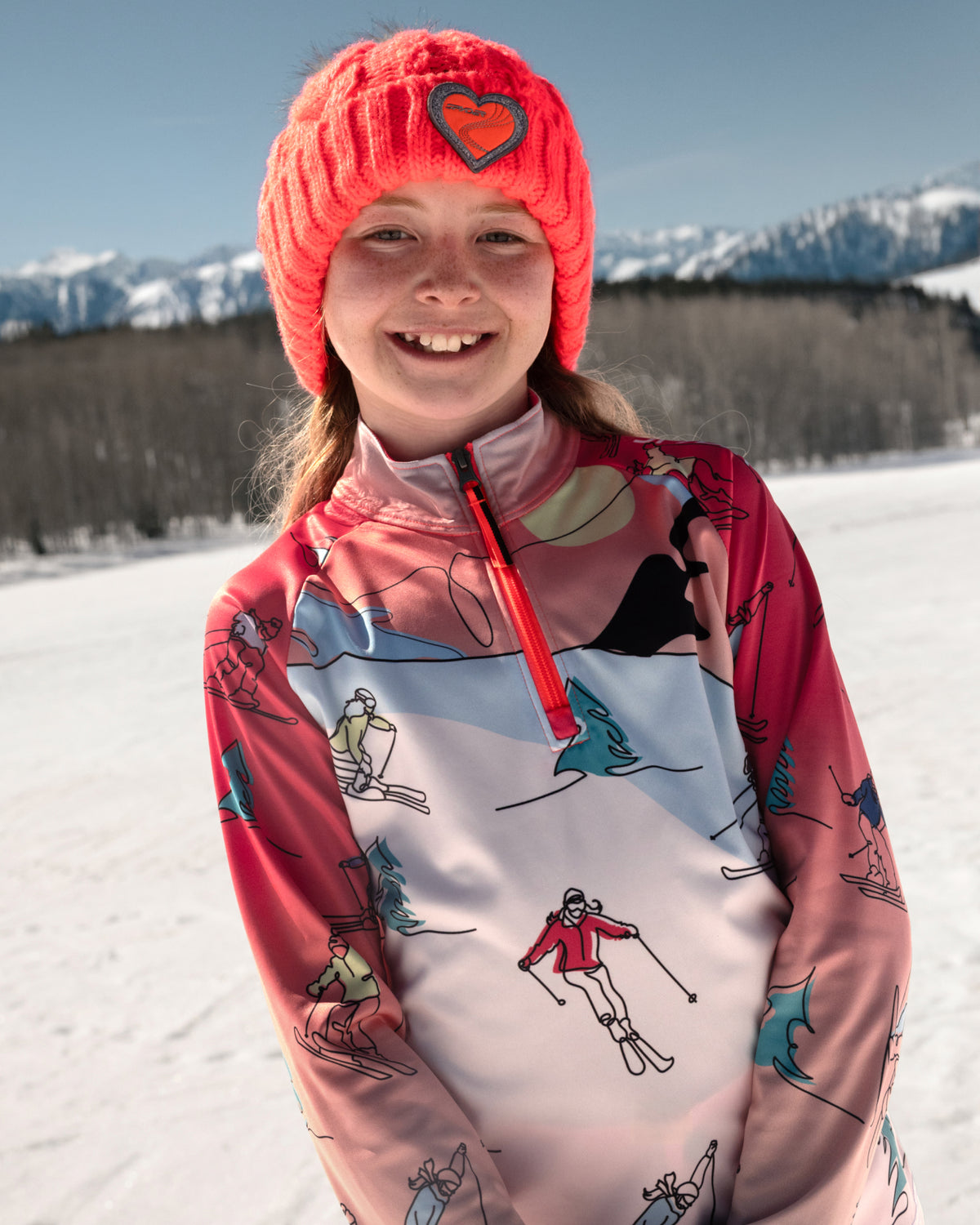 Girls' Surface 1/2 Zip - Electric Coral