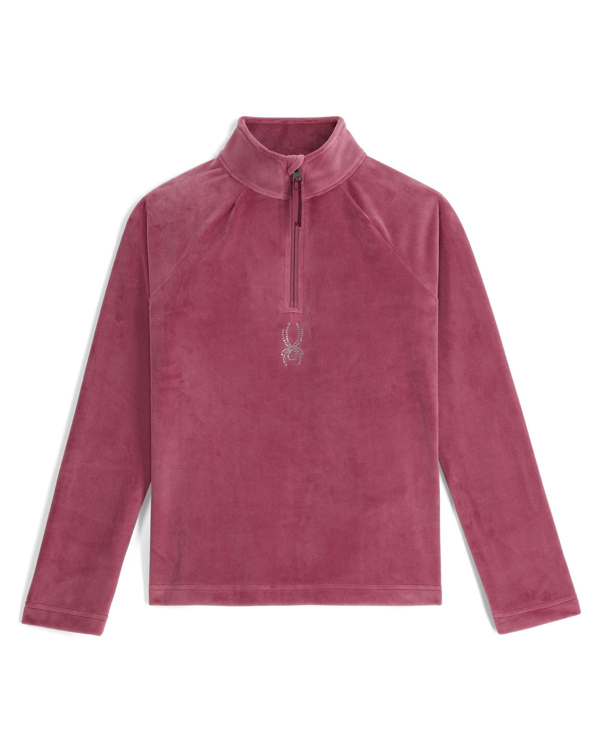 Pink long-sleeve shirt with a zipper on a white background