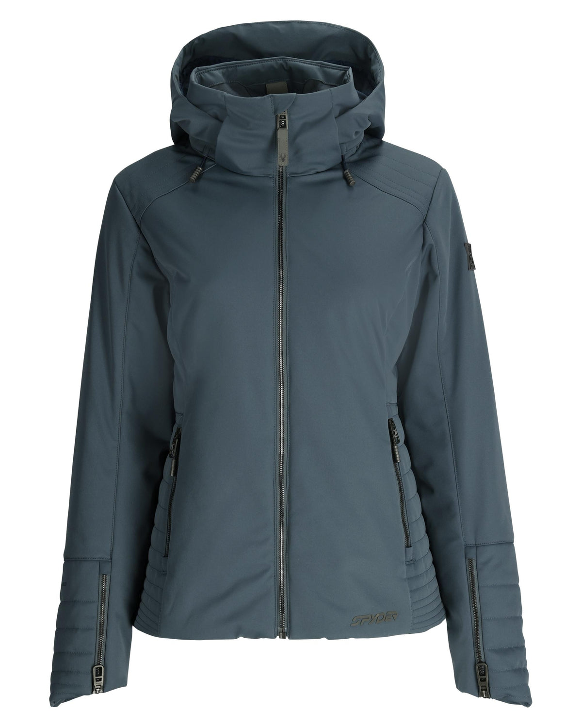Blue jacket with a hood on a white background
