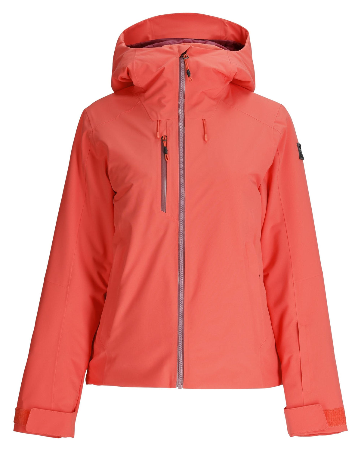Orange jacket with a hood on a white background