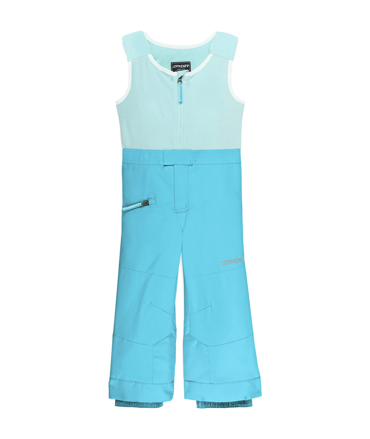 Light blue ski jumpsuit on a white background