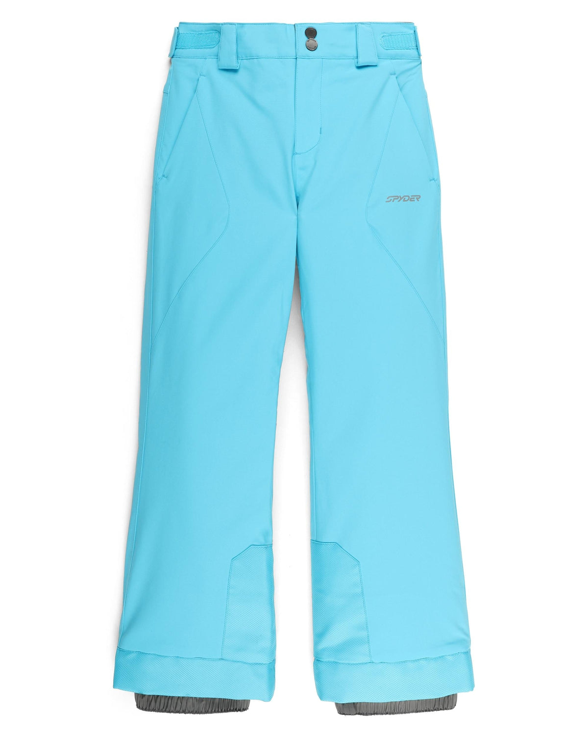 Light blue ski pants on a white background