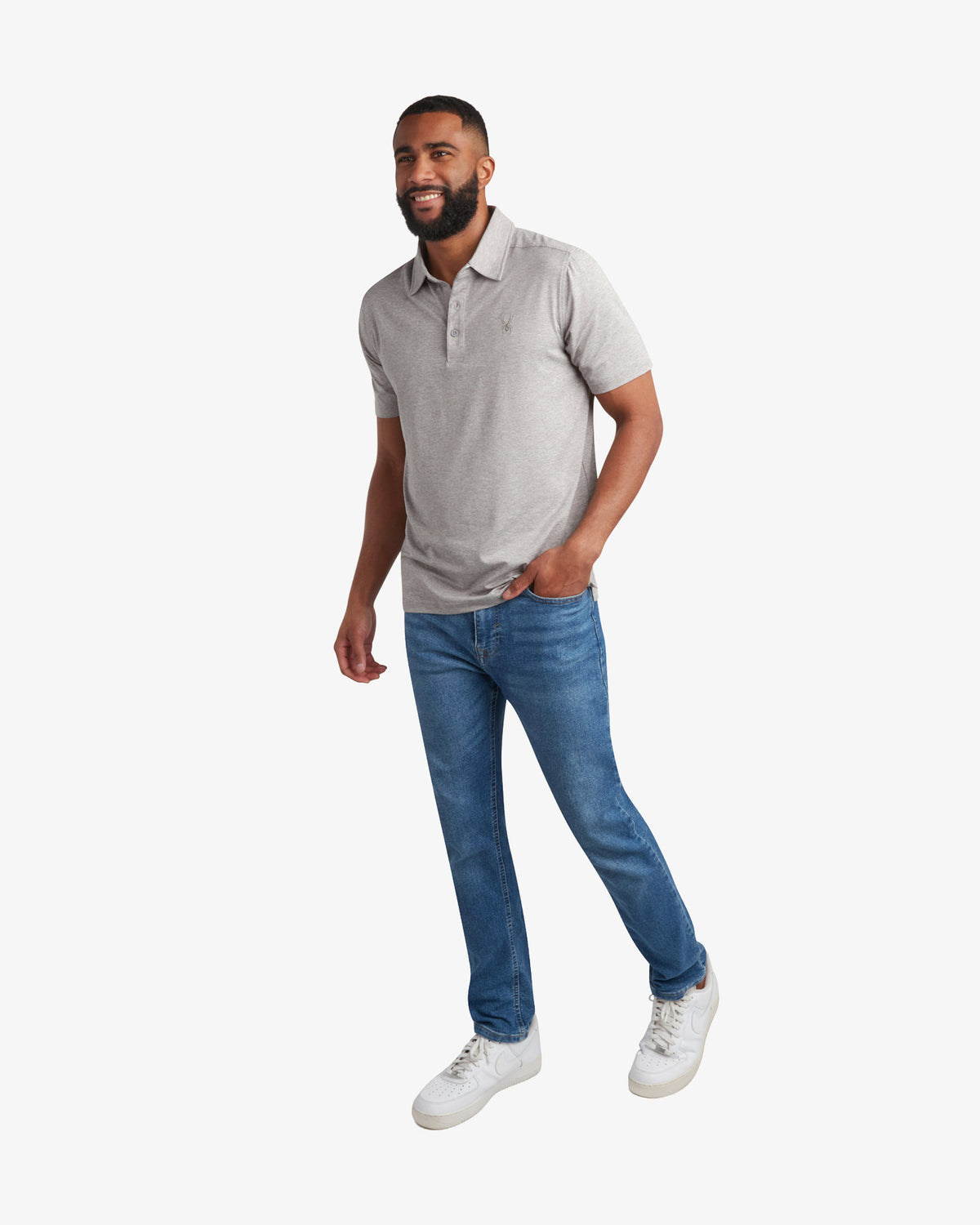 Men's Short Sleeve Jersey Polo - Heather Gray
