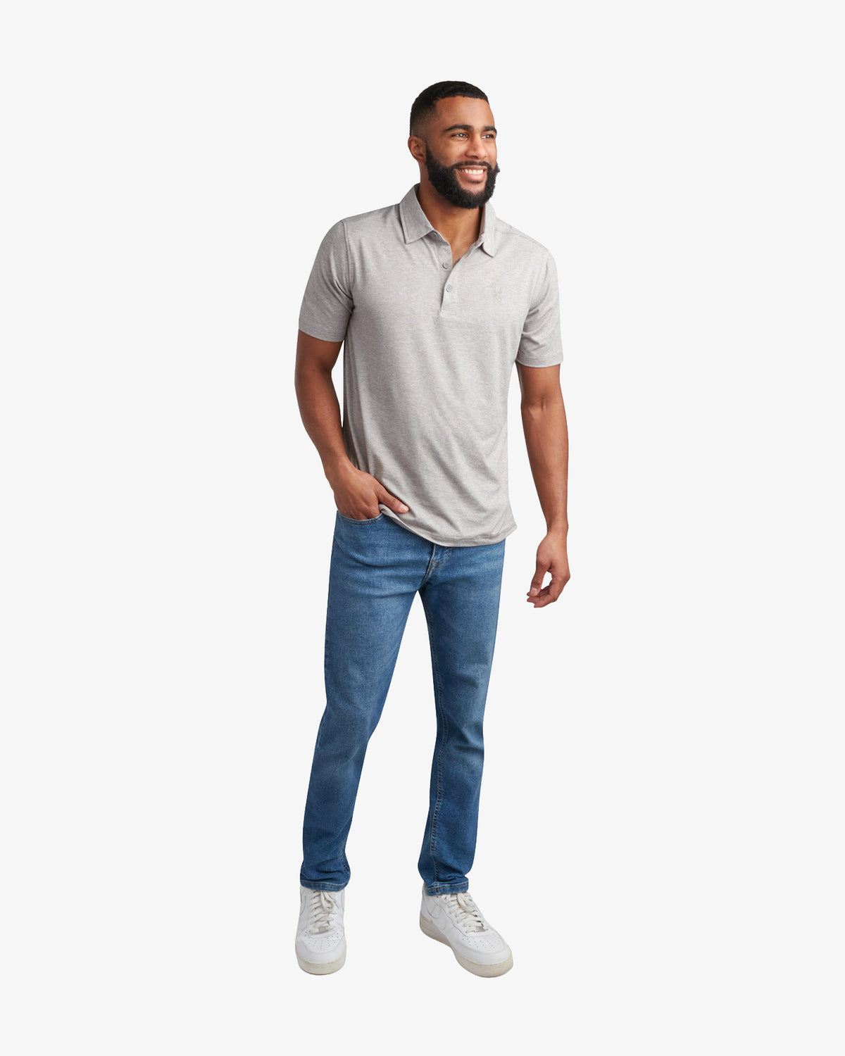 Men's Short Sleeve Jersey Polo - Heather Gray