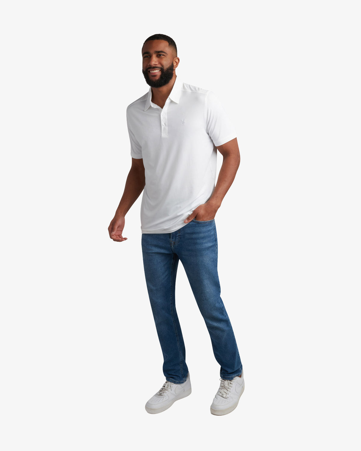 Men's Short Sleeve Jersey Polo - White