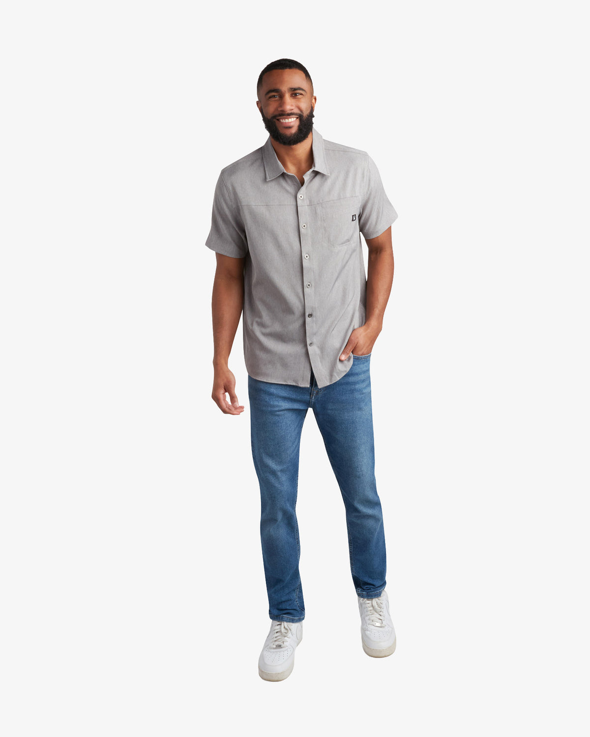 Men's Short Sleeve Mini Stripe Polo - Gray