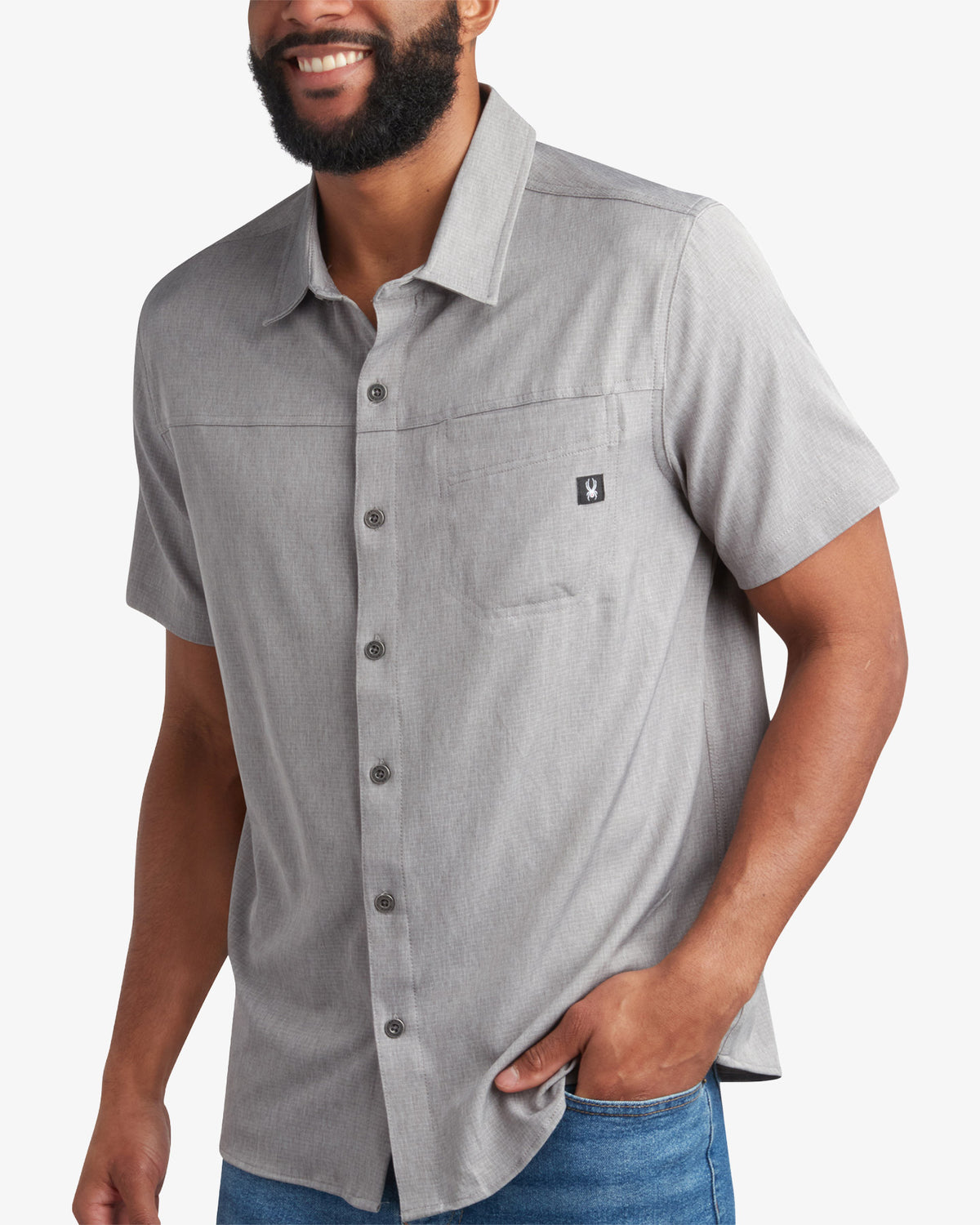 Men's Short Sleeve Mini Stripe Polo - Gray