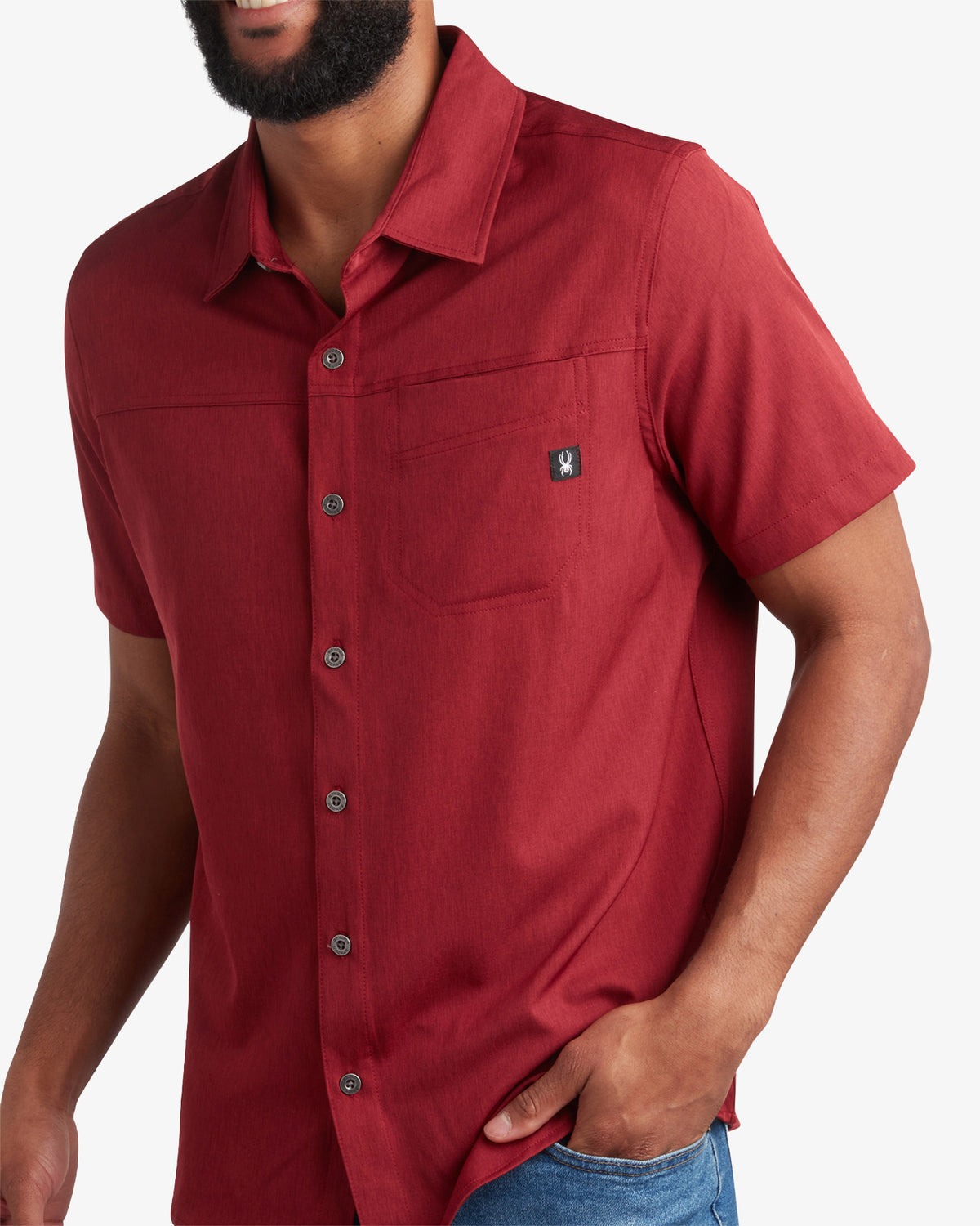 Men's Short Sleeve Mini Stripe Polo - Pomegranate