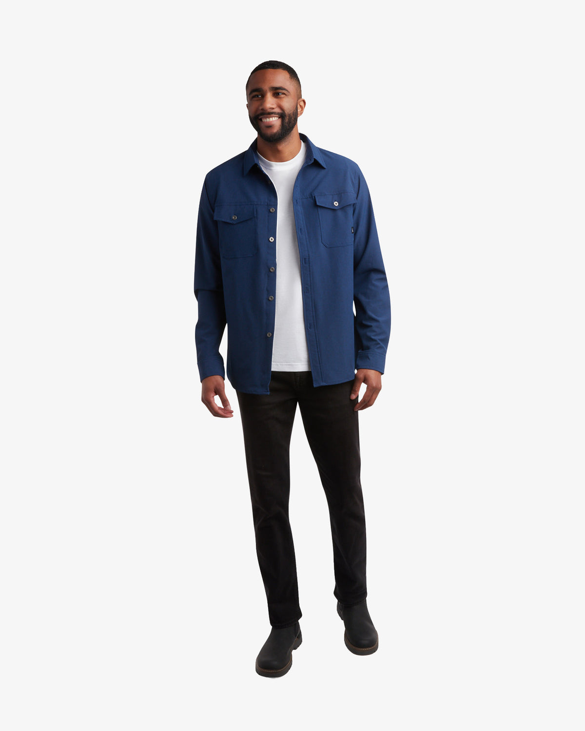 Men's Melange Long Sleeve 2 Pocket Shirt