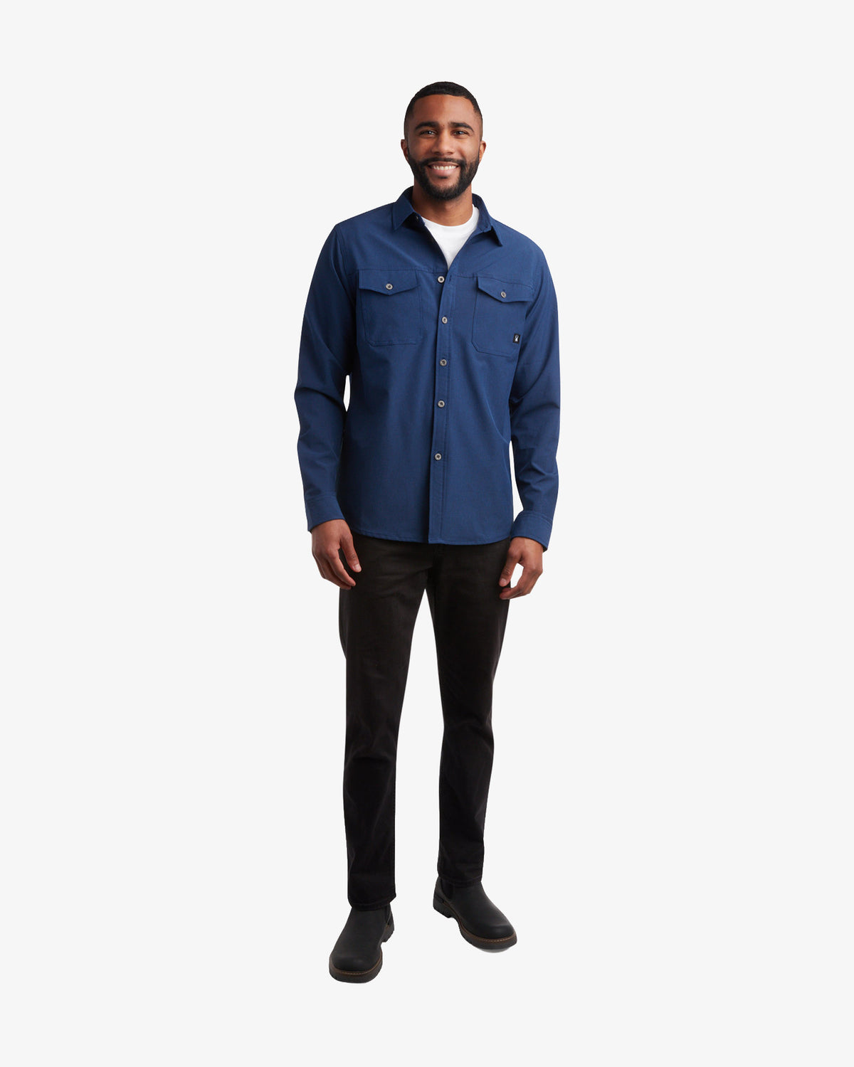 Men's Melange Long Sleeve 2 Pocket Shirt