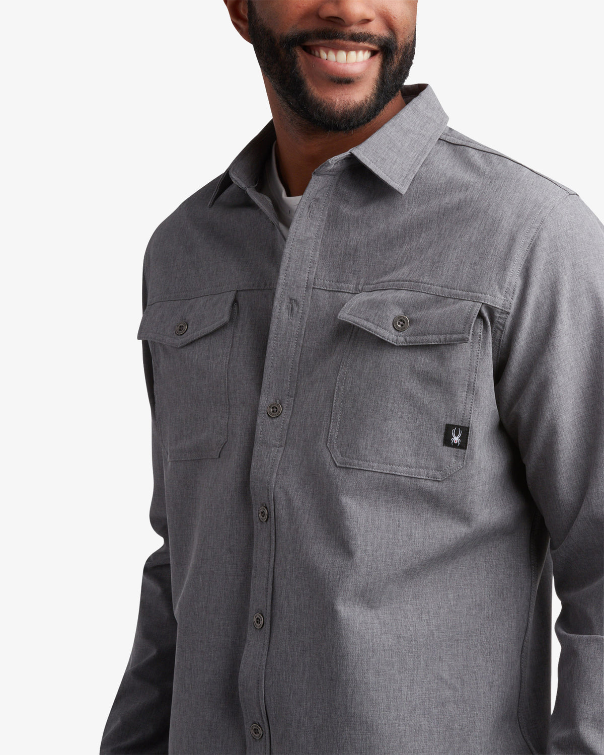 Men's Melange Long Sleeve 2 Pocket - Gray