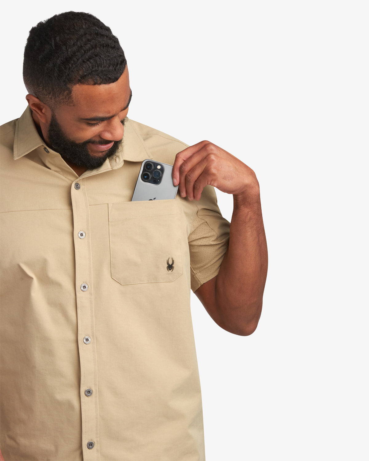 Men's Short Sleeve Ripstop Polo - Khaki