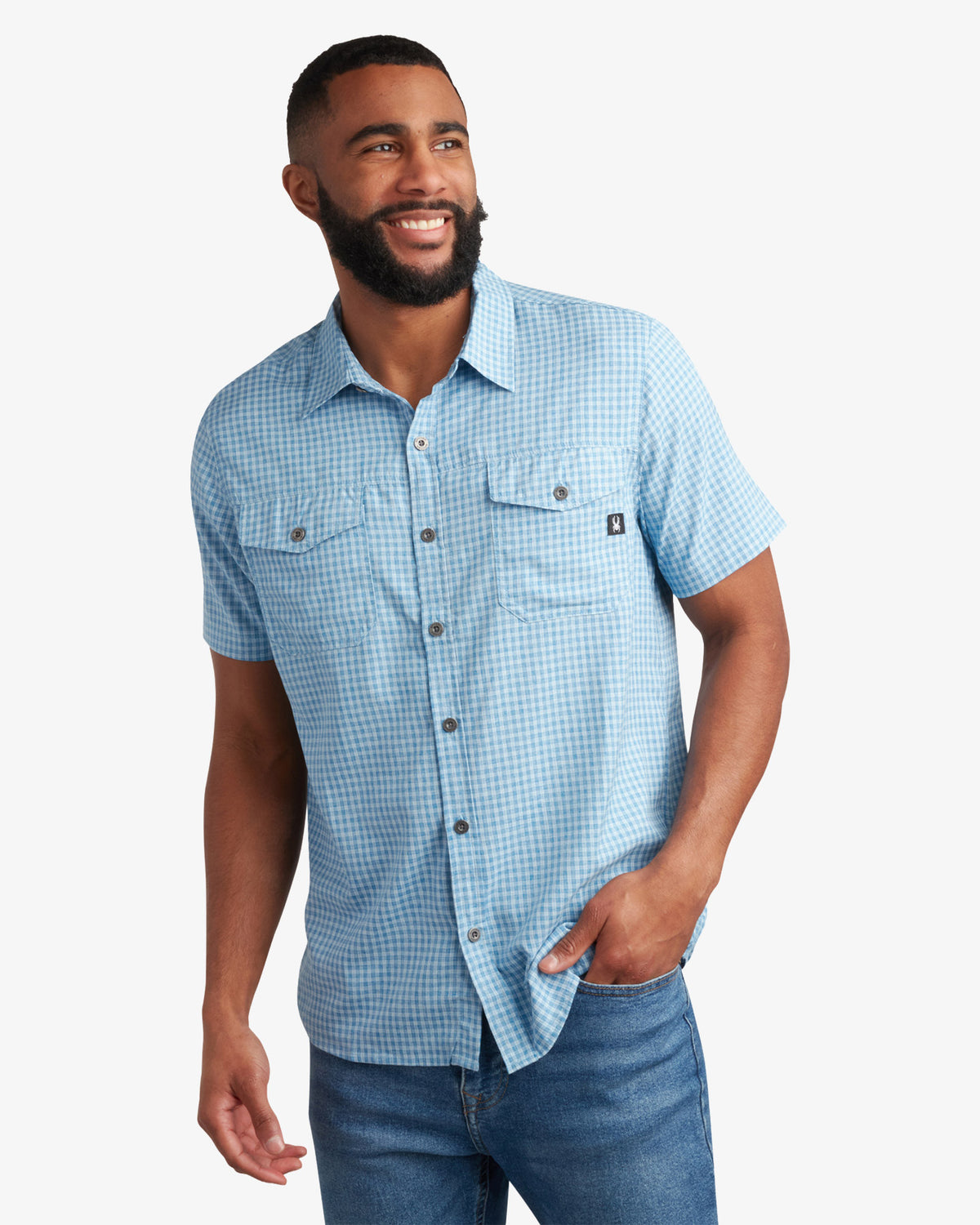 Mens Short Sleeve Mini Check Polo