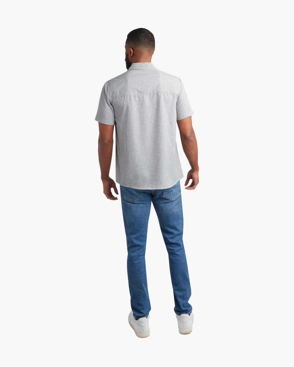 Men's Short Sleeve Check Polo - Gray
