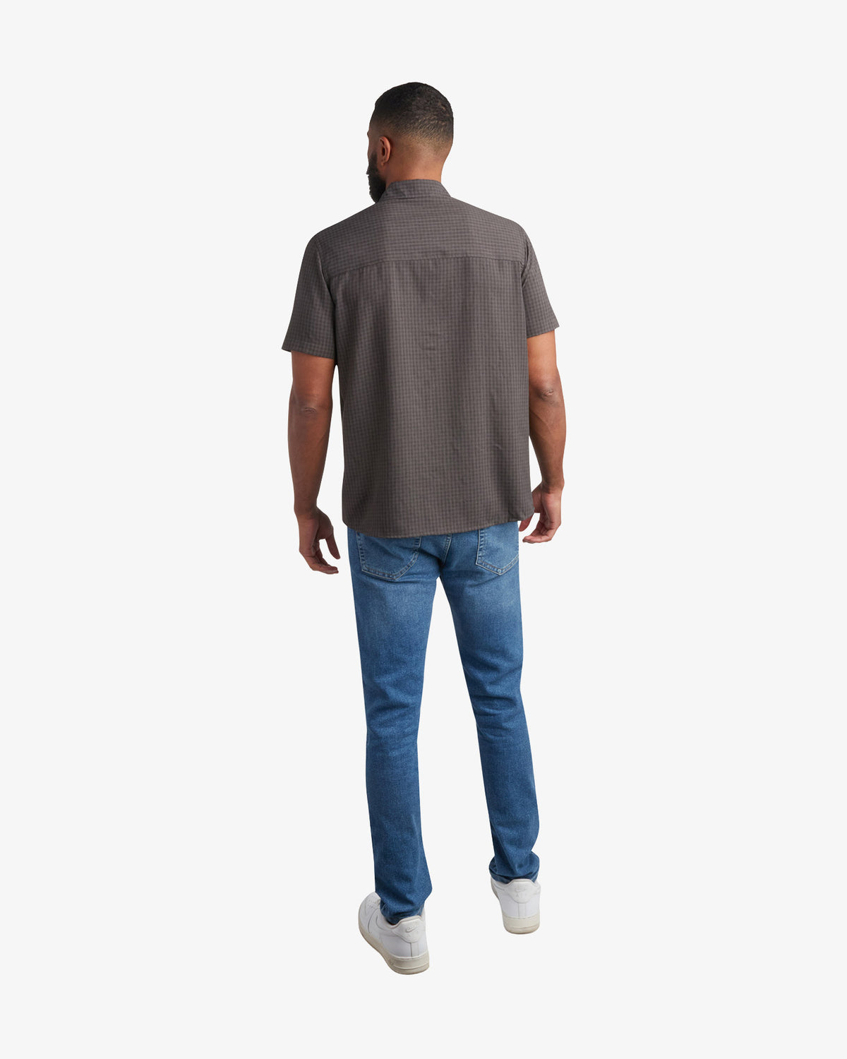 Men's Short Sleeve Mini Check Polo - Heather Black