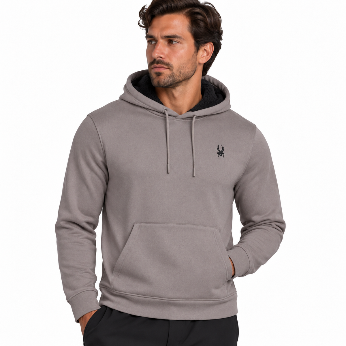 Men's Pullover Sherpa Hoodie - Steel Grey