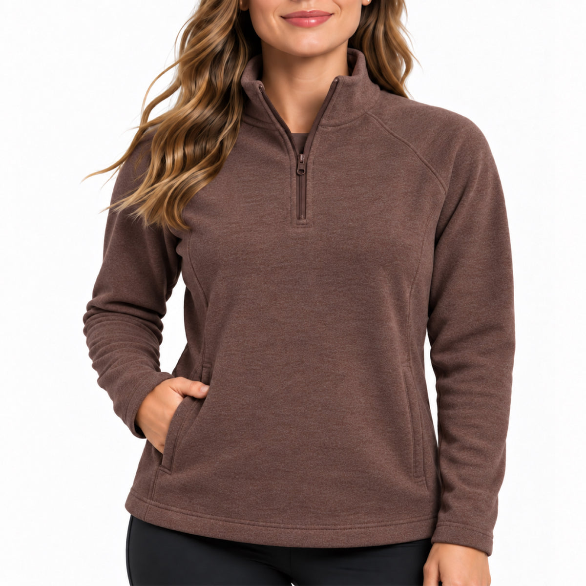 Women's Brushed Corduroy Quarter-Zip - Dark Brown