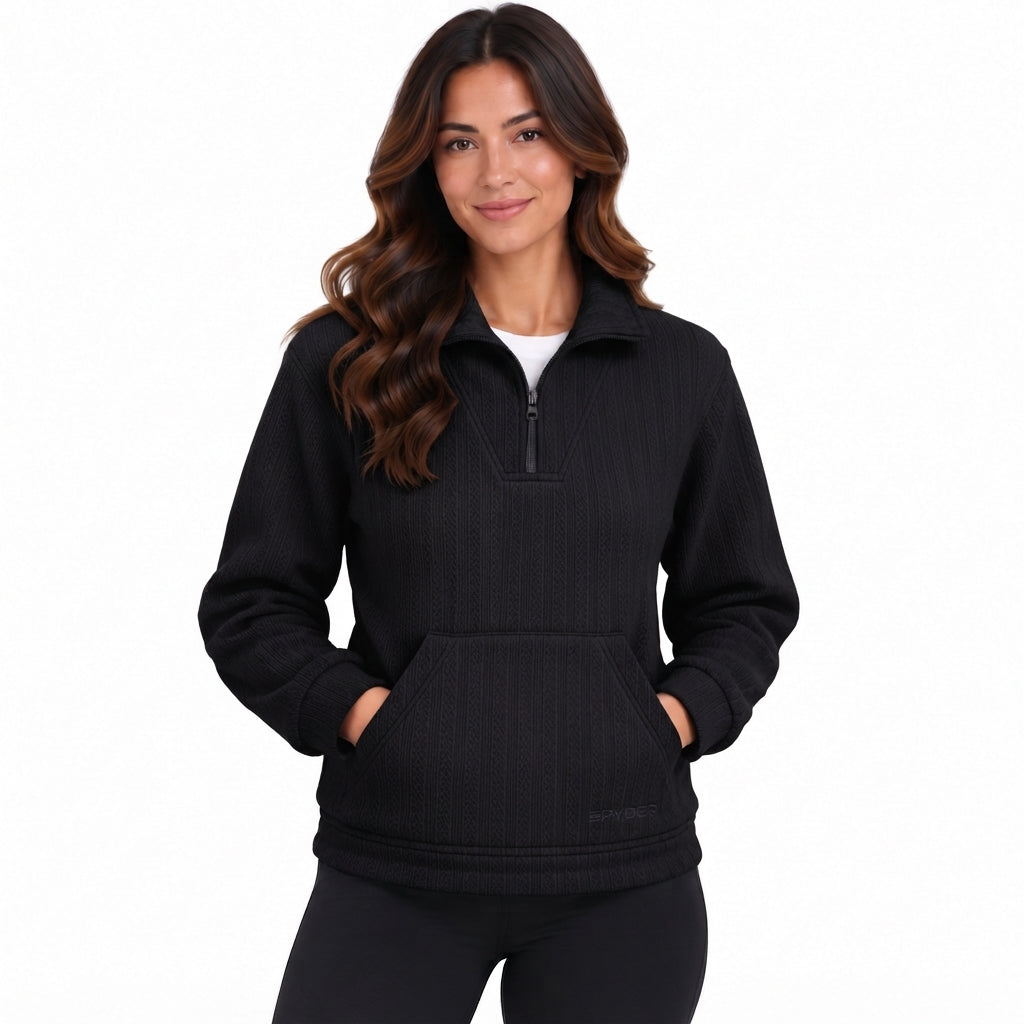 Women's Chenille Fleece Quarter-Zip - Black
