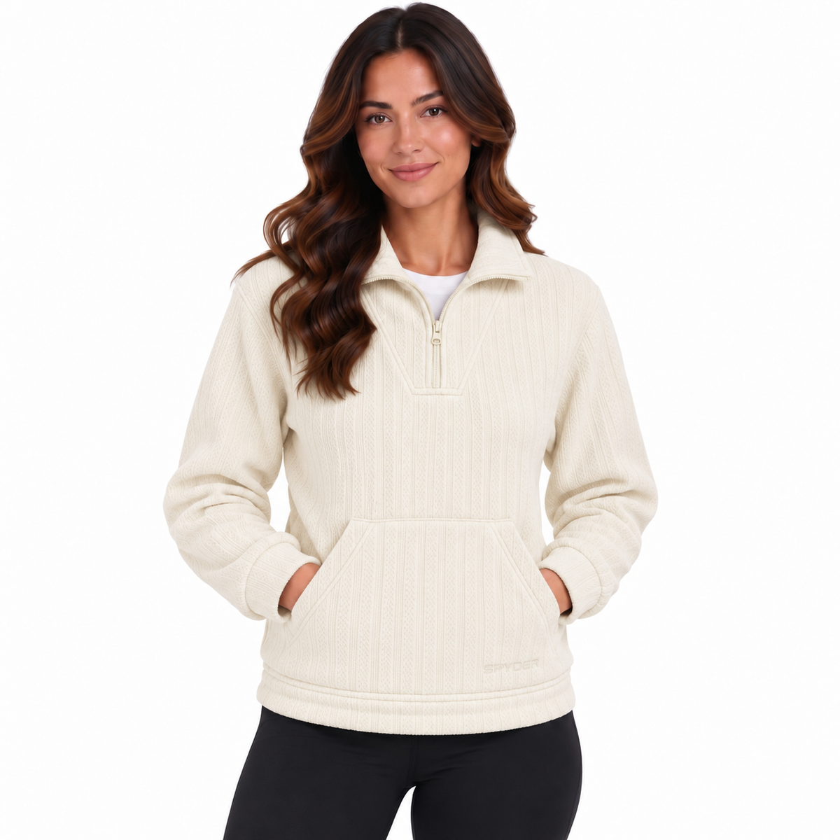 Women's Chenille Fleece Quarter-Zip - Cream