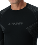 Black compression shirt with Spyder logo on a white background