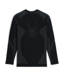 Black long-sleeve shirt with geometric patterns on a white background