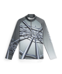 Long-sleeve shirt with a geometric design on a white background