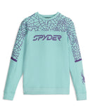 Light blue sweatshirt with geometric pattern and Spyder logo on a white background