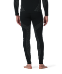 Black thermal leggings with geometric patterns on a white background