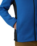 Blue jacket with a zipper on a white background