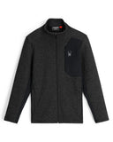 Dark gray jacket with a black pocket and visible brand logo on a white background