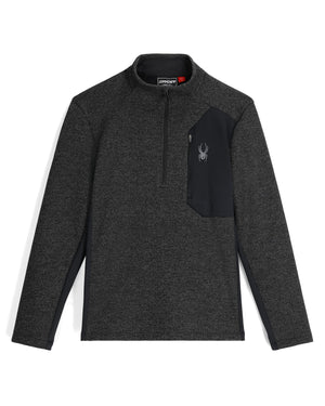 Gray long-sleeve shirt with a black pocket on a white background