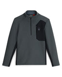 Gray long-sleeve shirt with black pocket and logo on a white background