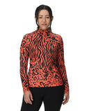 Womens Vivid Half Zip - Animal Print Coral Haze ANIMAL PRINT CORAL HAZE / XS