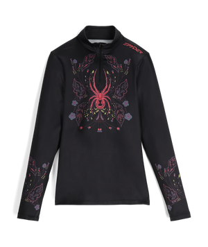 Womens Vivid Half Zip T-Neck  - Black