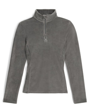 Gray long-sleeve shirt with a quarter zip on a white background