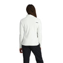White fleece long sleeve with a quarter zip and Spyder logo. 