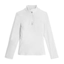 White fleece long sleeve with a quarter zip and Spyder logo. 