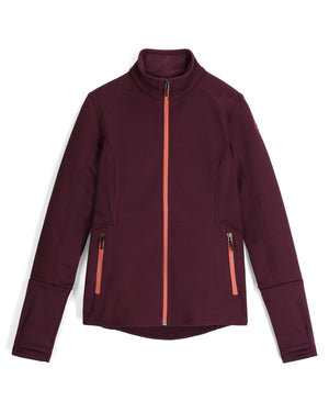 Maroon jacket with orange zipper on a white background