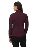 Maroon jacket with a brand logo on the back, worn by a person on a white background