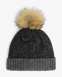 Women's Plait Pom Hat - Black