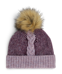 Womens Plait Pom Hat - Plum